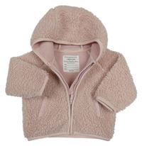 Růžová propínací huňatá podšitá mikina s kapucí Primark