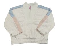 Bílo-světlemodro-melírovaná mikina se stojáčkem Primark