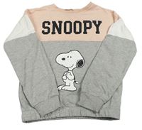 Světlerůžovo-šedá mikina se Snoopym 