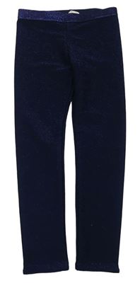 Tmavomodré pletené třpytivé legíny H&M