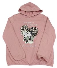 Růžová mikina s Mickeym, Minnie a kapucí Disney