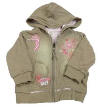 Hnědá propínací mikina s kytičkami a kapucí M&S