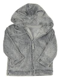 Šedá chlupatá propínací mikina s kapucí George