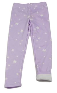 Lila melírované teplákové zateplené legíny s hvězdami dopodopo