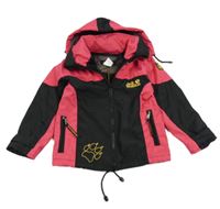 Fuchsiovo-černá šusťáková funkční jarní bunda s kapucí Jack Wolfskin