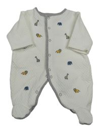 Bílý prošívaný overal se zvířaty 