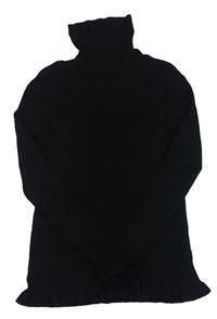 Černý žebrovaný svetrový rolák s volánky PRIMARK