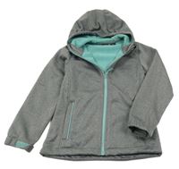 Šedá melírovaná softshellová bunda s kapucí 