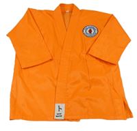 Neonově oranžové kimono s nášivkami 