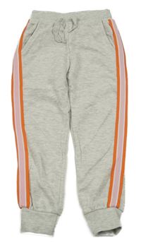 Šedé melírované tepláky s oranžovo-růžovým pruhem Dopodopo