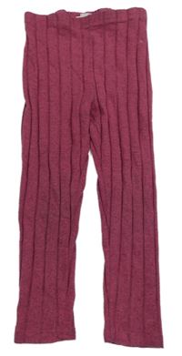 Vínové melírované žebrované úpletové legíny Shein