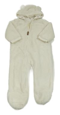 Smetanová chlupatá podšitá kombinéza s kapucí H&M