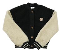 Černo-béžová huňatá bunda s výšivkou Garcia 