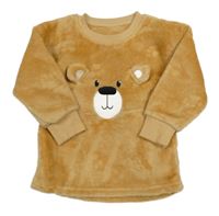 Béžová chlupatá mikina s medvíkem 