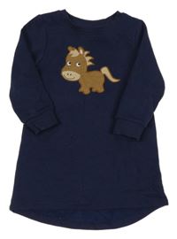 Tmavomodré teplákové šaty s koněm Topolino