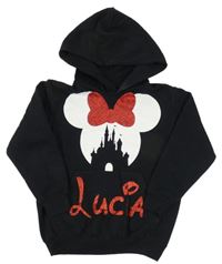 Černá mikina s Minnie a kapucí Fruit of the Loom