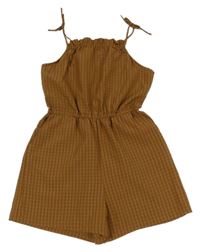 Skořicový kostkovaný kraťasový overal H&M
