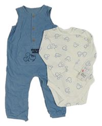 Nové - Modré laclové manšestráky s Mickeym + body Disney