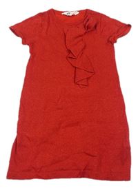 Červené třpytivé pletené šaty s mašlí H&M