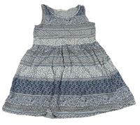 Modro-bílé vzorované bavlněné šaty H&M