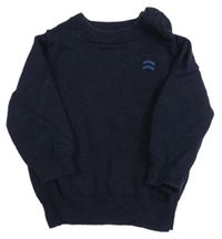 Tmavomodrý svetr s výšivkou zn. Primark