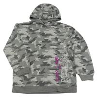 Šedá army mikina s nápisem a kapucí Primark