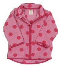 Světlerůžovo-tmavorůžová puntíkovaná fleecová propínací mikina H&M