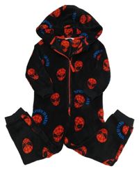 Černá chlupatá kombinéza se Spider-manem a kapucí M&S