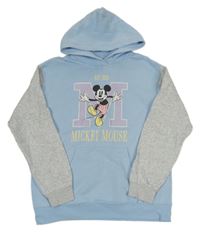 Světlemodro-šedá mikina s Mickeym a kapucí zn H&M