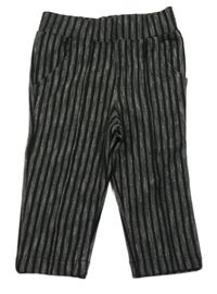 Černo-šedé pruhované kalhoty 