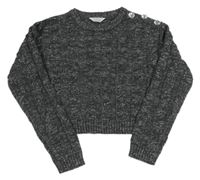 Šedo-stříbrný copánkový crop svetr Primark