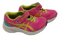 Růžovo-zelené koženkovo/textilní botasky Asics vel. 30