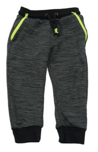 Šedo-černé vzorované cuff tepláky F&F