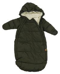 Khaki šusťákový zimní fusak s kapucí H&M