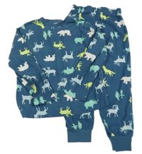 Petrolejové plyšové pyžamo se zvířátky F&F