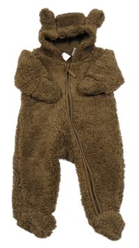 Hnědá huňatá kombinéza s kapucí H&M