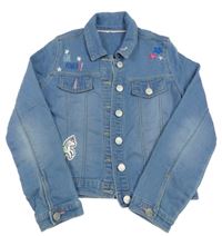 Modrá tepláková riflová bunda s jednorožcem Nutmeg