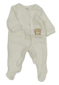 Bílý prošívaný sametový overal s medvídkem C&A