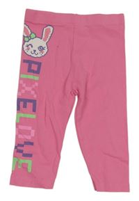 Tmavorůžové capri legíny s králíčkem a nápisem 