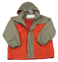 Červeno-béžová šusťáková jarní bunda s kapucí Alive