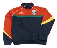 Tmavomodro-barevná sportovní mikina s nápisy 