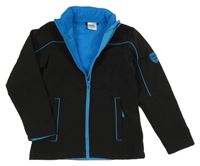 Černo-modrá softshellová bunda s ukrývací kapucí Cool&Young