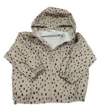 Béžovo-černá vzorovaná šusťáková nepromokavá bunda s kapucí H&M