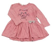 Růžové bavlněné šaty s kočkou Barmy