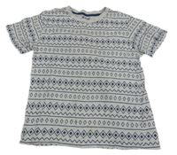 Šedo-tmavomodré vzorované tričko Primark 