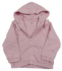 Světlerůžová propínací mikina s volánky a kapucí M&S