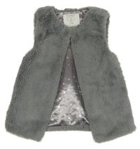 Šedá kožešinová vesta Primark 