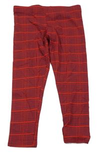 Červeno-tmavomodré kostkované legíny Primark