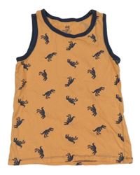 Oranžovo-tmavomodré tílko s dinosaury H&M
