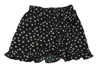 Černá květovaná sukně s volánky Zeeman